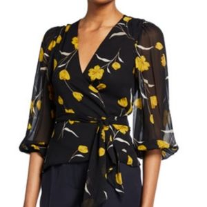 Joie Black and Yellow Silk Top